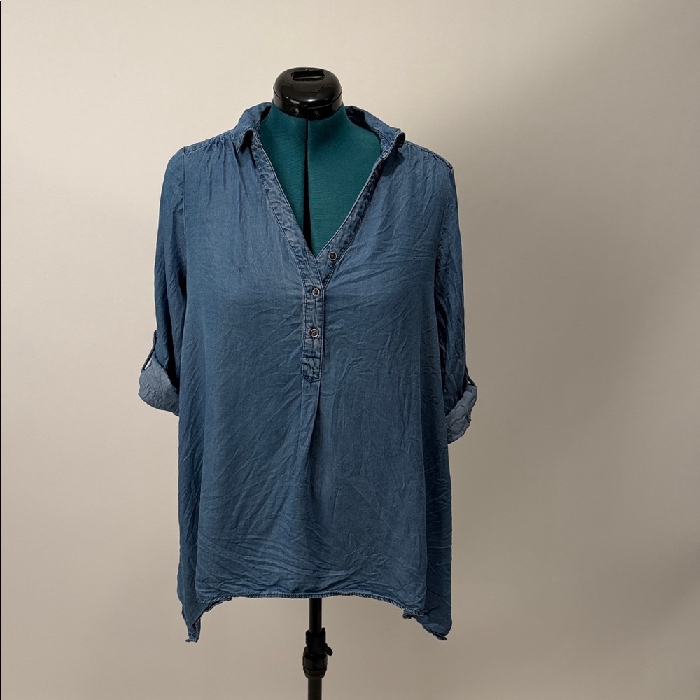 Elegant Denim Blue Women's Blouse
